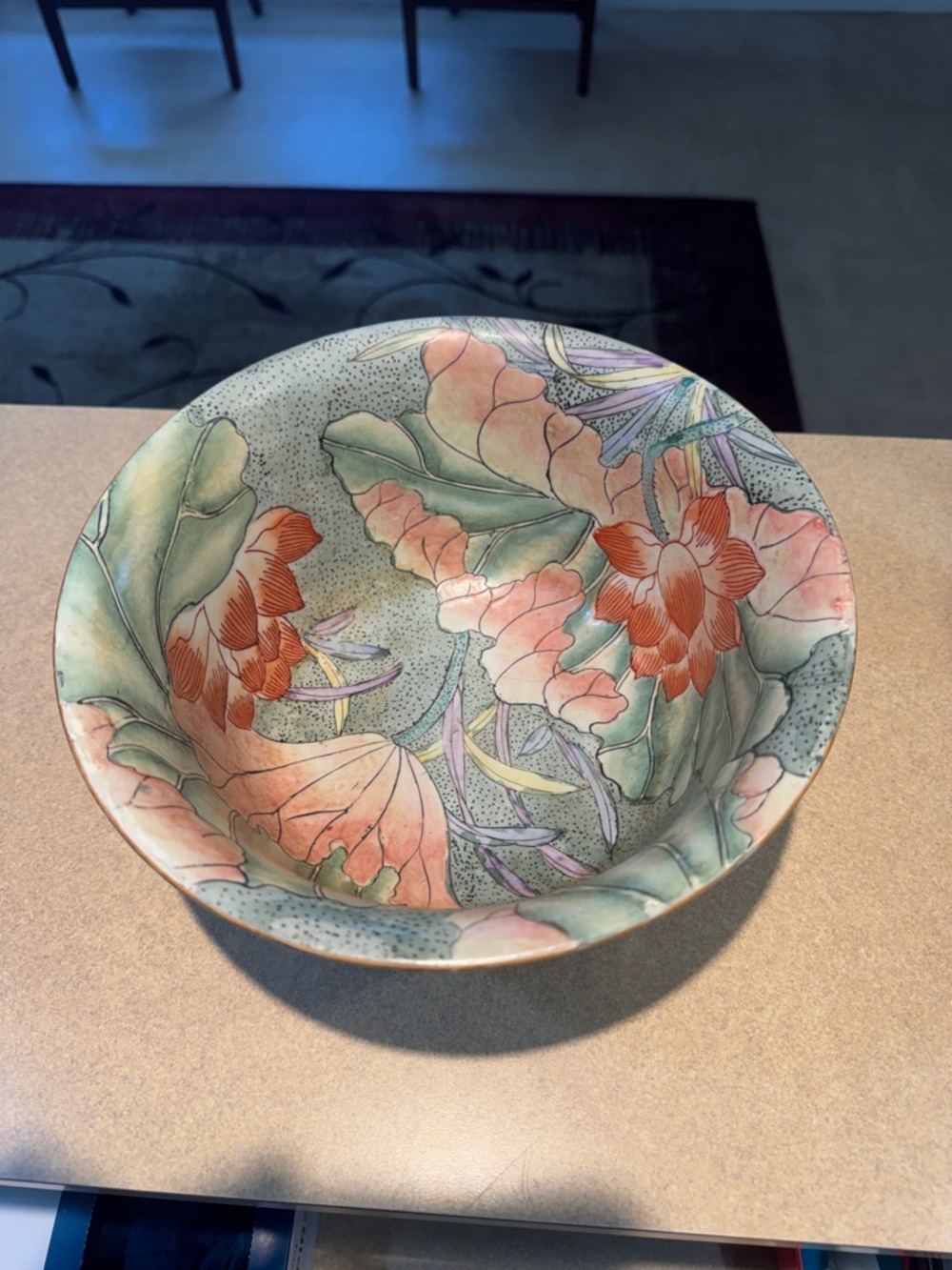 Toyo ceramic floral lotus serving bowl
